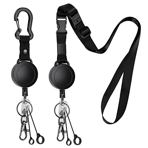 Robuster, einziehbarer Ausweishalter, Schlüsselrolle mit verstellbarem Umhängeband, Karabiner aus Zinklegierung, Schlüsselanhänger, Ausweisgurt, 2 Stifthalter und Karabinerhaken, 81,3 cm von Maileto