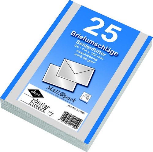 100 (4x 25) Briefumschläge Din C6 weiss mit Seidenfutter von Mailmedia