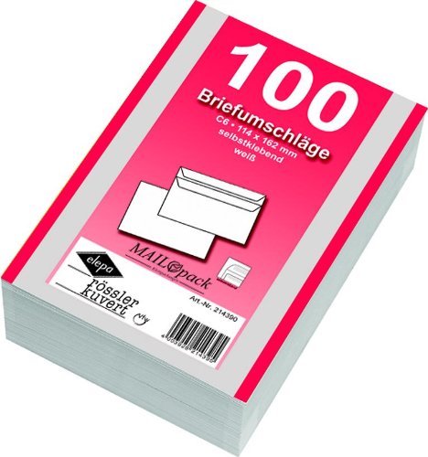 200 (2x 100) Mailpack Briefumschläge Din C6 weiß selbstklebend von Mailmedia