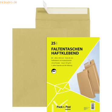 Mailmedia Faltentasche 30011594 B4 130g ohne Fenster haftklebend braun von Mailmedia
