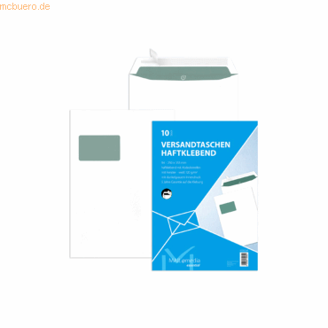 Mailmedia Versandtasche 30002541 B4 haftklebend mit Fenster weiß 10 St von Mailmedia