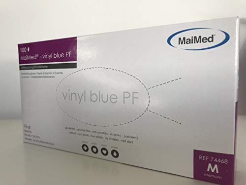 Einmalhandschuhe MAI Med Vinyl Blau Puderfrei Gr. M 1 Box 100 Stück, Latex frei von Maimed