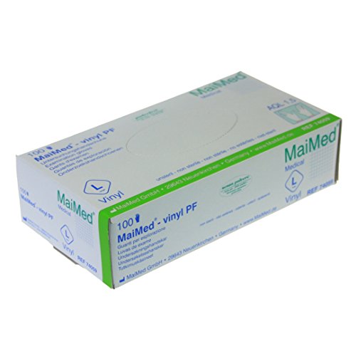 Maimed Einmal Vinyl Handschuhe, Einmalhandschuhe, puderfrei, vinyl PF, 100 St. Gr. L von Maimed