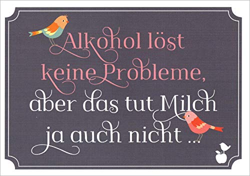 MainSpatzen Postkarte Sprüche & Humor Alkohol löst keine Probleme, aber ... von MainSpatzen