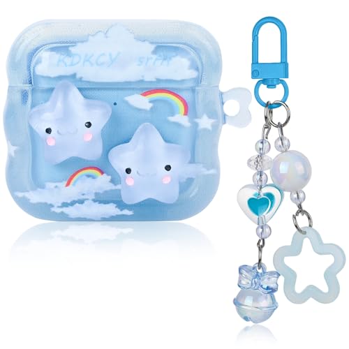 Mainrenka Niedliche Airpod 4 Hülle mit Schlüsselanhänger, kompatibel mit Kawaii Star AirPods 4. Generation, Schutzhülle für Damen und Mädchen von Mainrenka