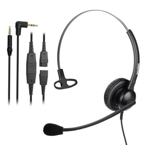 Mairdi 2,5mm Telefon Headset mit Noise Cancelling Mikrofon CallCenter Headset Festnetztelefone Kopfhörer für Panasonic Cisco SPA Linksys Siemens Gigaset Grandstream Polycom DECT Schnurlostelefon von Mairdi