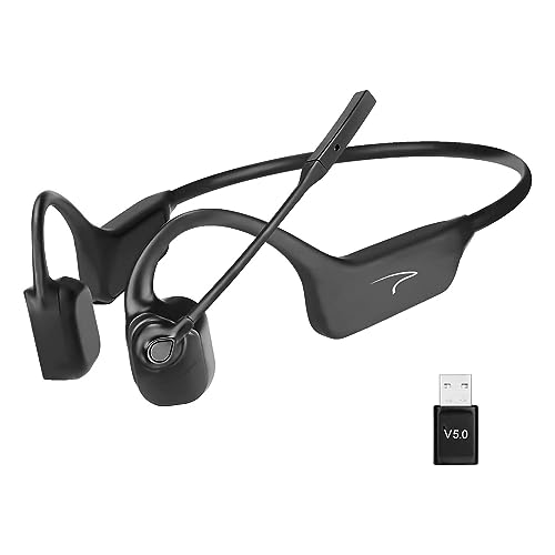 Mairdi Kabellos Knochenschall Kopfhörer mit Mikrofon, Bluetooth 5.3 Open-Ear kopfhörer Headset mit USB Adapter für PC, Perfekt für Home-Office, Remote-Arbeiten, Geschäftstreffen von Mairdi