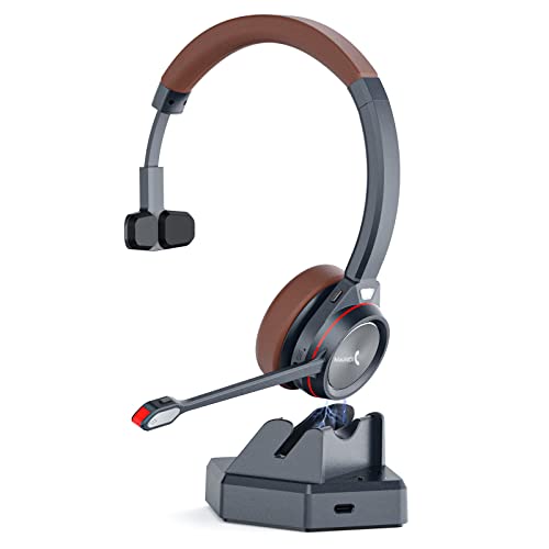 Mairdi Wireless Headset mit Mikrofon Noise Canceling, 5.2 Bluetooth Headset, Ladestation integriert mit Bluetooth Empfänger für PC Laptop Handy Call-Center Büro Zoom Microsoft Teams Skype Chat von Mairdi