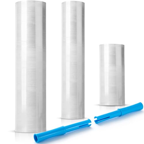 Maitys 3 Stück industrielle Mini-Kunststoff-Stretchfolie, verschiedene Größen, 80 Gauge, Stretchfolie, Rolle, Umzug, Versandverpackung, Kunststoffrolle, bis zu 500 % dehnbar, mit 2 Griffen für Maitys 3 Stück industrielle Mini-Kunststoff-Stretchfolie, verschiedene Größen, 80 Gauge, Stretchfolie, Rolle, Umzug, Versandverpackung, Kunststoffrolle, bis zu 500 % dehnbar, mit 2 Griffen für von Maitys
