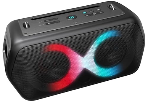 Majestic Fire 39 – Kabelloser Lautsprecher Audio 5.3, mehrfarbige LED-Lichter, 13 Effekte, USB/Micro SD/AUX/Mic/Gitarre, TWS, IPX4, wiederaufladbarer Akku, Trageriemen Majestic Fire 39 – Kabelloser Lautsprecher Audio 5.3, mehrfarbige LED-Lichter, 13 Effekte, USB/Micro SD/AUX/Mic/Gitarre, TWS, IPX4, wiederaufladbarer Akku, Trageriemen von Majestic