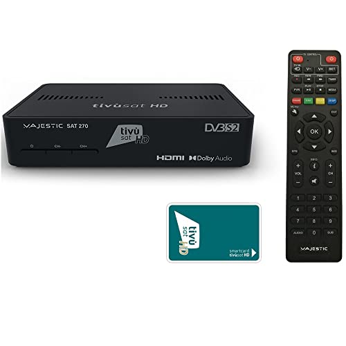 Majestic SAT 270 Tivù SAT Decoder SAT, HEVC Main 10, programmierbare Fernbedienung, HD Smartcard und USB-Eingang von Majestic