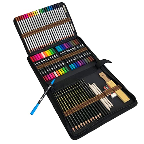 24 Malstifte Dual Tip Pinselstifte,Filzstifte mit 36 Buntstifte Professionell Zeichensets,Bleistift Set für Skizzieren und bleistiftzeichnungen,Ideal zum Malen und Zeichnen von Majoart