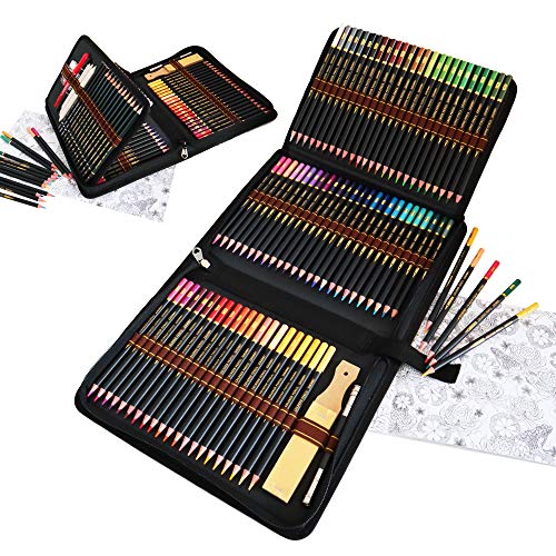 Majoart 95 Buntstifte Skizzierstifte Set Premium Zipper federtasche，Professionelles Farbstift-Set für Erwachsene, Inklusive Federtasche,Farbstift, Graphit und Kohle-Bleistifte und -Zubehör von Majoart