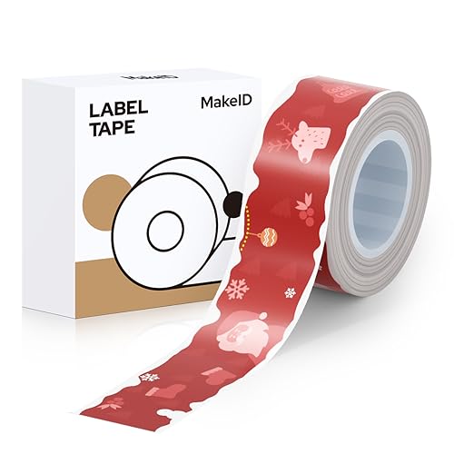 Makeid Etikettenband 16mm x 4m farbig Hitzebeständig Selbstklebend als Ersatz L1/Q1/E1 Weihnachtsmann von Makeid