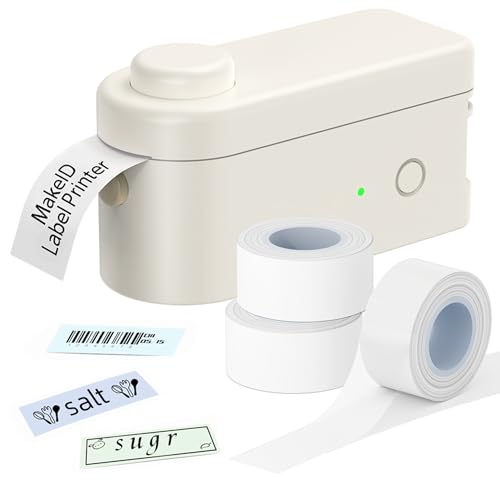 Makeid Etikettendrucker-Set enthält 3 Etiketten,kompatibel mit 9~16 mm Selbstklebendes Etikettiergerät,wiederaufladbarer beschriftungsgerät selbstklebend, mehrere Vorlagen erhältlich von Makeid