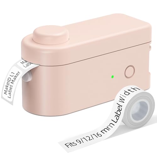 Makeid L1 Etikettendrucker, Etikettiergerät Selbstklebend Beschriftungsgerät Bluetooth Tragbarer Labeldrucker Mini Label Printer für Zuhause & Büro, Druckgröße 9-16 mm (Rose) von Makeid
