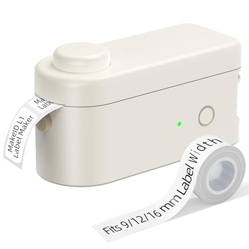 Makeid L1 Etikettendrucker, Etikettiergerät Selbstklebend Beschriftungsgerät Bluetooth Tragbarer Labeldrucker Mini Label Printer für Zuhause & Büro, Druckgröße 9-16 mm 31mm/s von Makeid