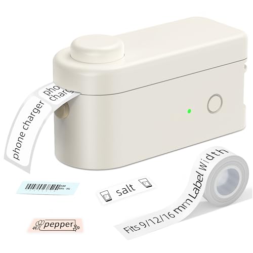 Makeid L1 Etikettendrucker, Etikettiergerät Selbstklebend Beschriftungsgerät Bluetooth Tragbarer Labeldrucker Mini Label Printer für Zuhause & Büro, Kompatibel with iOS & Android Phone(Beige) von Makeid