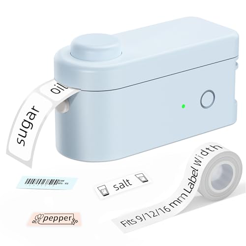 Makeid L1 Etikettendrucker, Etikettiergerät Selbstklebend Beschriftungsgerät Bluetooth Tragbarer Labeldrucker Mini Label Printer für Zuhause & Büro, Kompatibel with iOS & Android Phone(Blau) von Makeid