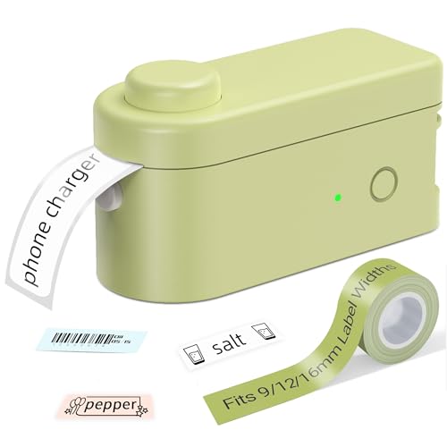 Makeid L1 Etikettendrucker, Etikettiergerät Selbstklebend Beschriftungsgerät Bluetooth Tragbarer Labeldrucker Mini Label Printer für Zuhause & Büro, Kompatibel with iOS & Android Phone(Grün) von Makeid