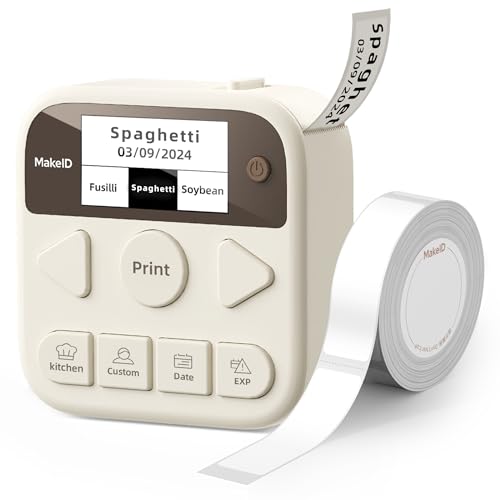 Makeid S1 Pro Etikettiergerät, Etikettendrucker Selbstklebend Label Printer Bluetooth Beschriftungsgerät Schnelldruck ohne Tinte mit einem klick, Etikettendrucker mit LCD-Bildschirm von Makeid