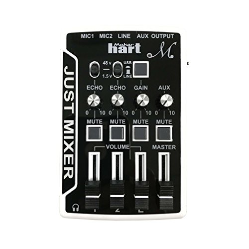 Maker Hart Just Mixer M - Mini DJ Mischpult für Mikrofon mit Vorverstärker für Phantomspeisung, USB Mixer mit USB Audio Ein- und Ausgang von Maker hart