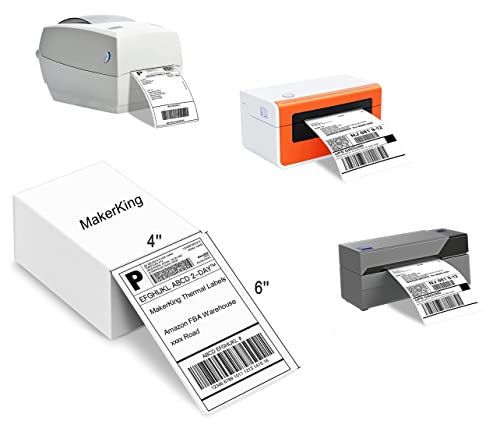 Thermo-Etiketten, 10 x 15 cm, MakerKing Thermodirekt-Versandetiketten (1000 Etiketten à 10 x 15 cm), weiße Versandetiketten, kompatibel mit Rollo, Munbyn, iDPRT, Zebra-Thermo-Etikettendrucker von MakerKing