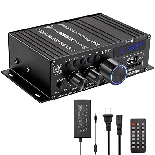 Bluetooth Verstärker HiFi Stereo Amplifier - 2 Kanal Mini Audio Verstärker 400WX2 Class D Verstaerker Digital Endstufe mit Bass Treble Tuner für PC Heimkino 12V von Makerfire