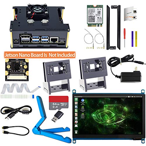 Makeronics Entwickler-Kit für Jetson Nano 17,8 cm (7 Zoll) Touch| IMX 219-77 Kamera mit Hülle | 64 GB Class 10 TF-Karte Kartenleser Acrylgehäuse A02 und B01| 8265 Wireless Card + Antenne von Makeronics