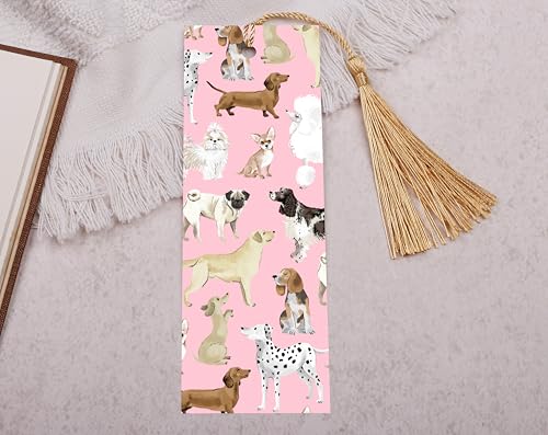 Making Meadows Hunde-Lesezeichen mit Quaste, niedliches Lesezeichen mit rosa Hunde-Design, einzigartige Papier-Lesezeichen mit Seidenlack, 15 cm x 5 cm, hergestellt in Großbritannien Making Meadows Hunde-Lesezeichen mit Quaste, niedliches Lesezeichen mit rosa Hunde-Design, einzigartige Papier-Lesezeichen mit Seidenlack, 15 cm x 5 cm, hergestellt in Großbritannien von Making Meadows