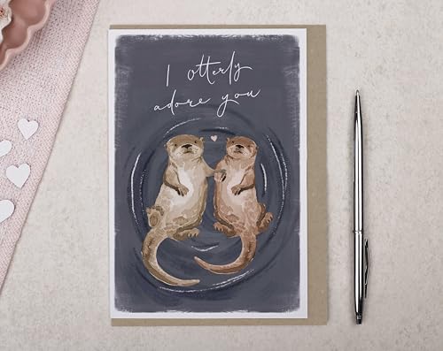 Making Meadows Otter-Jubiläumskarte für Ehemann oder Ehefrau, Hochzeitstagskarten für Paare, Freund oder Freundin (innen blanko, 16,8 x 11,5 cm), hergestellt in Großbritannien von Making Meadows