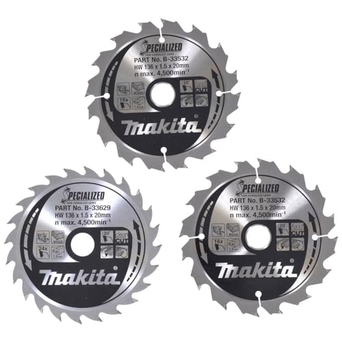 Makita B-33897 Specialized Sägeblatt - Set, 3-teilig, 136 mm für Akku - Handkreissägen von Makita