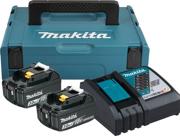 Makita DC18RC - Batterieladegerät + Batterie 2 x - Li-Ion - 3 Ah - 54 Wh - 1 x Batterien laden (197952-5) von Makita