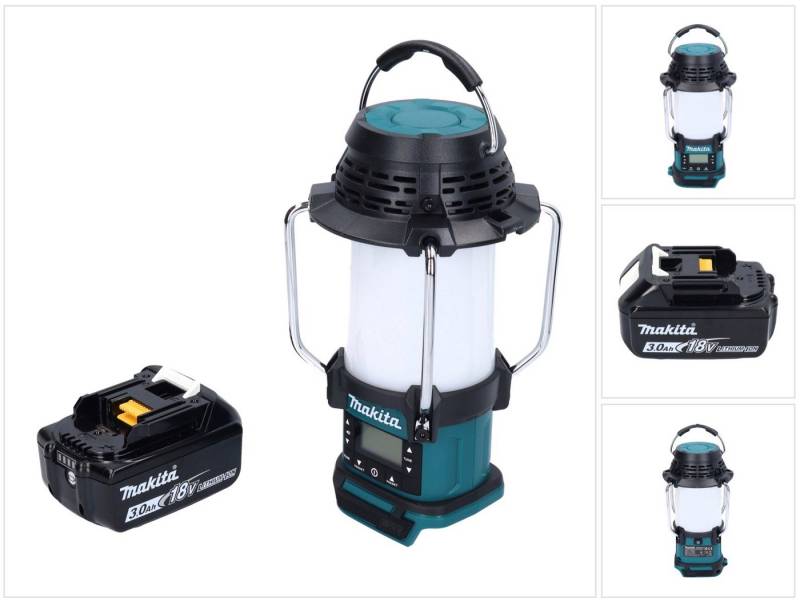 Makita DMR 055 F1 Akku Radio 18 V FM mit Laterne 360° Taschenlampe + 1x Akku Baustellenradio von Makita