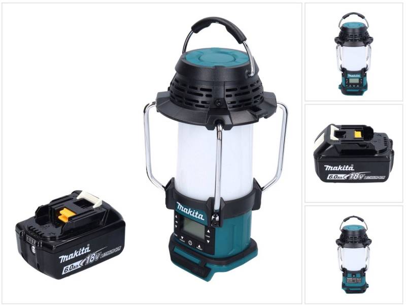 Makita DMR 055 G1 Akku Radio 18 V FM mit Laterne 360° Taschenlampe + 1x Akku Baustellenradio von Makita