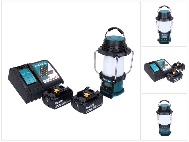 Makita DMR 055 RF Akku Radio 18 V FM mit Laterne 360° Taschenlampe + 2x Akku Baustellenradio von Makita