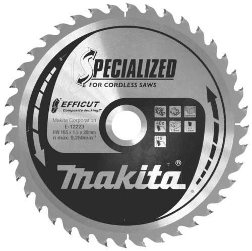 Makita E-12223 Kreissägeblatt 165 x 20 x 1.5mm Zähneanzahl: 40 1St. von Makita