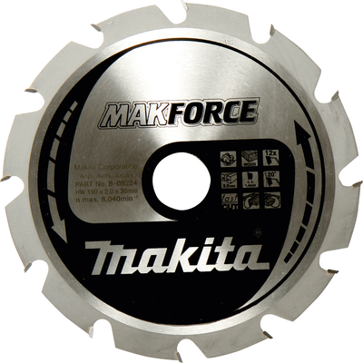 Makita MAKFORCE - Kreissägeblatt - für Holz - 190 mm - 12 Zähne (B-32144) Makita MAKFORCE - Kreissägeblatt - für Holz - 190 mm - 12 Zähne (B-32144) von Makita