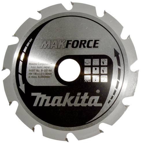 Makita MAKFORCE B-32144 Hartmetall Kreissägeblatt 190 x 30 x 1.4mm Zähneanzahl: 12 1St. von Makita
