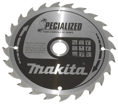 Makita SPECIALIZED B-32910 Hartmetall Kreissägeblatt 165 x 20 x 1mm Zähneanzahl: 24 1St. Makita SPECIALIZED B-32910 Hartmetall Kreissägeblatt 165 x 20 x 1mm Zähneanzahl: 24 1St. von Makita