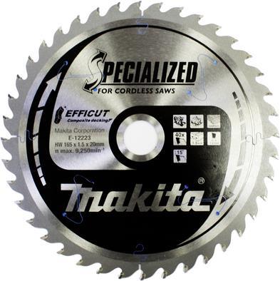 Makita Specialized EFFICUT - Kreissägeblatt - für Holz, Metall, faserverstärkte Kunststoffe - 165 mm - 40 Zähne (E-12223) von Makita