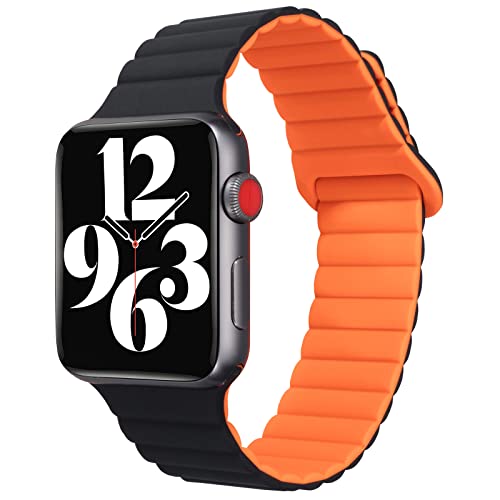 Makleffe Kompatibel mit Apple Watch Armband 45mm 44mm 42mm 41mm 40mm 38mm, Hautfreundlich Loop Silikon Ersatzarmband mit Magnetisch Verschluss Uhrarmband für Series 8/7/6/5/4/3/2/1/SE/Ultra von Makleffe