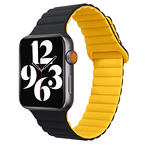 Makleffe Kompatibel mit Apple Watch Armband 45mm 44mm 42mm 41mm 40mm 38mm, Hautfreundlich Loop Silikon Ersatzarmband mit Magnetisch Verschluss Uhrarmband für Series 8/7/6/5/4/3/2/1/SE/Ultra von Makleffe