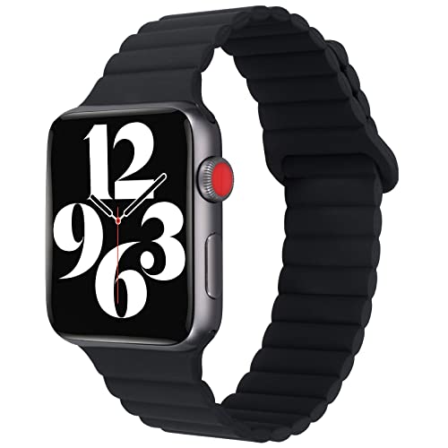 Makleffe Kompatibel mit Apple Watch Armband 45mm 44mm 42mm 41mm 40mm 38mm, Hautfreundlich Loop Silikon Ersatzarmband mit Magnetisch Verschluss Uhrarmband für Series 8/7/6/5/4/3/2/1/SE/Ultra von Makleffe