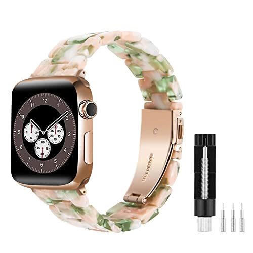 Makleffe Kompatibel mit Apple Watch Armband 49mm 45mm 44mm 42mm 38mm 40mm 41mm, Herren Damen Ersatzarmband Buntes Harz Uhrarmband Wasserdicht Ersatzband für Series 8/7/6/5/4/3/2/1/SE von Makleffe