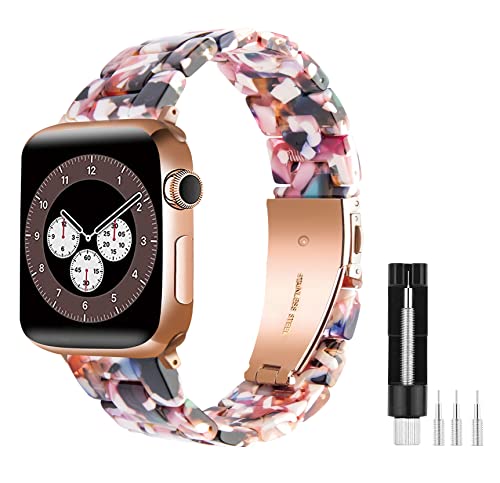Makleffe Kompatibel mit Apple Watch Armband 49mm 45mm 44mm 42mm 38mm 40mm 41mm, Herren Damen Ersatzarmband Buntes Harz Uhrarmband Wasserdicht Ersatzband für Series 8/7/6/5/4/3/2/1/SE Makleffe Kompatibel mit Apple Watch Armband 49mm 45mm 44mm 42mm 38mm 40mm 41mm, Herren Damen Ersatzarmband Buntes Harz Uhrarmband Wasserdicht Ersatzband für Series 8/7/6/5/4/3/2/1/SE von Makleffe