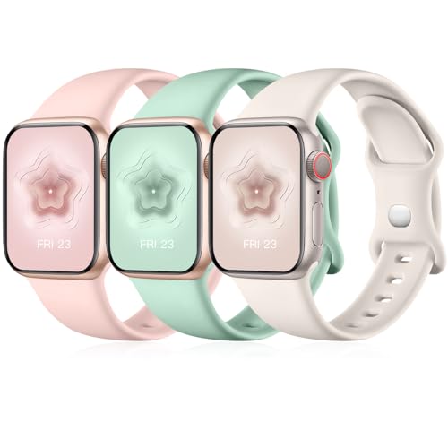 Maledan 3 Stück Armband Kompatibel mit Apple Watch Armband 44mm 42mm 40mm 38mm 41mm 45mm 49mm, Weiche Silikon Band für iWatch Series 8 Ultra 7 6 5 4 3 2 1 SE, 38mm/40mm/41mm-M/L von Maledan