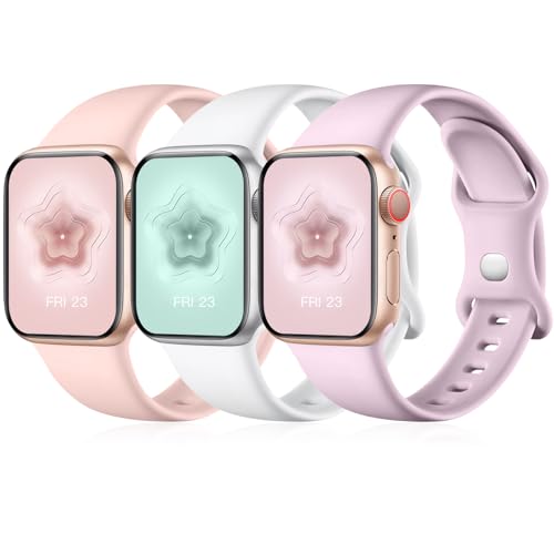 Maledan 3 Stück Armband Kompatibel mit Apple Watch Armband 44mm 42mm 40mm 38mm 41mm 45mm 49mm, Weiche Silikon Band für iWatch Series 8 Ultra 7 6 5 4 3 2 1 SE, 38mm/40mm/41mm-M/L von Maledan