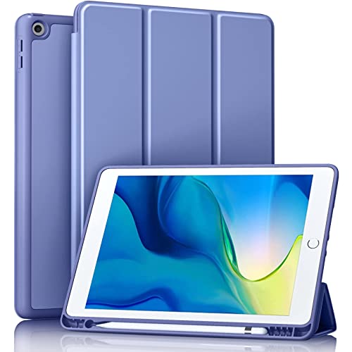 Maledan Hülle für iPad 9/8/7 Generation/iPad 10.2 Hülle 2021 mit Stifthalter, Smart Folio Weich TPU Schutzhülle für iPad 8./7. Generation 2020/2019[Auto Schlaf/Weckfunktion] (Violet) von Maledan