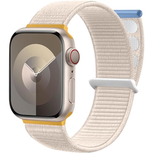 Maledan Nylon Armband Kompatibel mit Apple Watch Armband 41mm 40mm 38mm 42mm 44mm 45mm 49mm, Verstellbare Sport Armband Kompatibel mit iWatch Series 9 8 7 6 5 4 3 2 1 SE, 38mm/40mm/41mm, Polarstern von Maledan